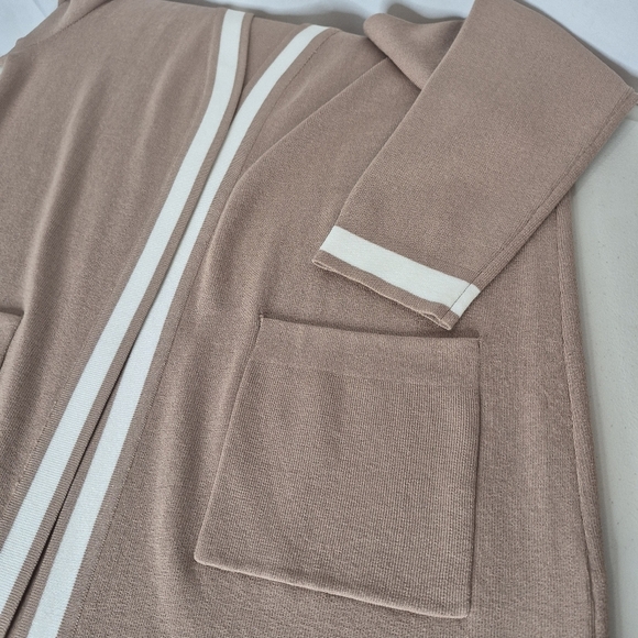 Tahari Open Front Long Sleeve Longline Colorblock Career Cardigan - Size M - Picture 7 of 13